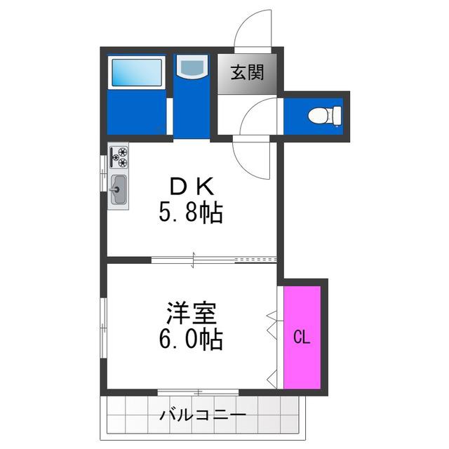 S.FIELD長居(1DK/3階)の間取り写真