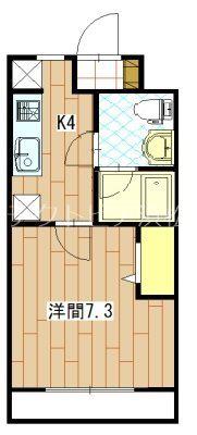 ドミール江西(1K/2階)の間取り写真