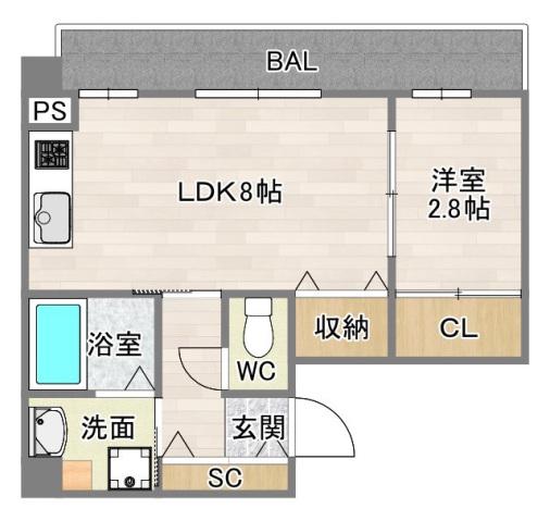 トーシン桃ヶ池公園(1LDK/3階)の間取り写真