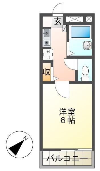 ハピメント片倉(1K/1階)の間取り写真