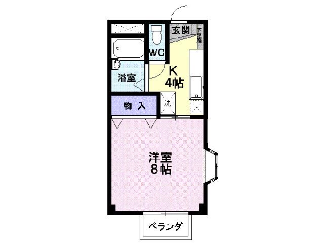 ＪＲ奥羽本線 天童南駅 徒歩11分 2階建 築28年(1K/2階)の間取り写真