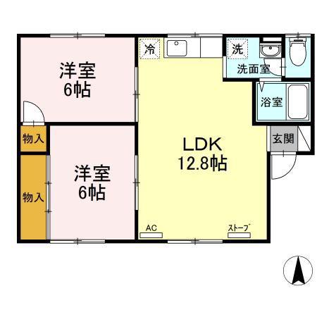 グリーンコーポ楓(2LDK/1階)の間取り写真