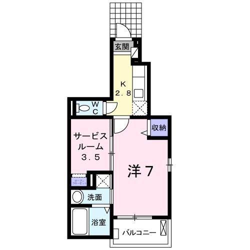 サンシャイン・穴生(1SK/1階)の間取り写真