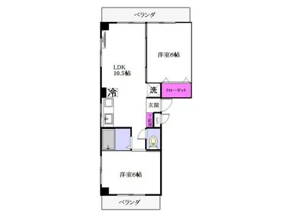 田山マンション(2LDK/3階)の間取り写真