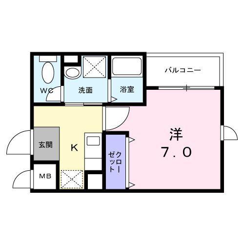 ヴァンベェール27(1K/1階)の間取り写真
