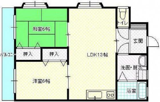 グランドールK(2LDK/8階)の間取り写真