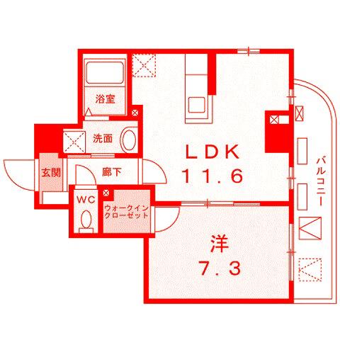 菊水レジデンス綱島II(1LDK/2階)の間取り写真