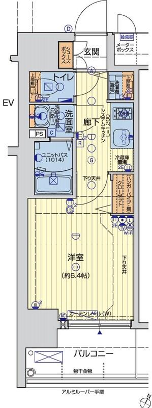レオンコンフォート阿波座西(1K/6階)の間取り写真