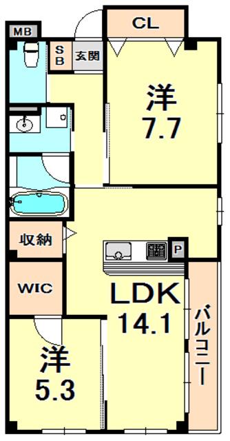 ITIMARUKAN 一〇館(2LDK/3階)の間取り写真