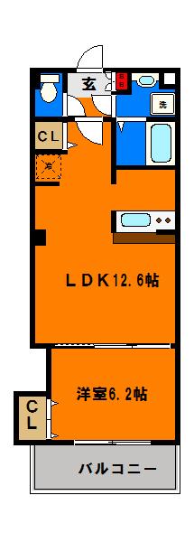 GRAZIA(1LDK/1階)の間取り写真
