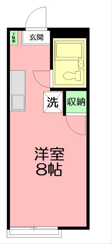 山仁ハイツ(ワンルーム/2階)の間取り写真