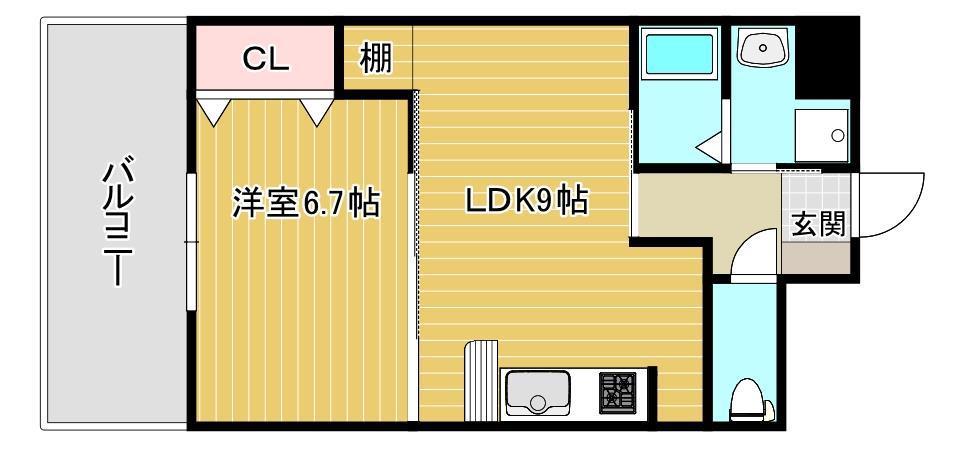 SAI宇宿(1LDK/7階)の間取り写真