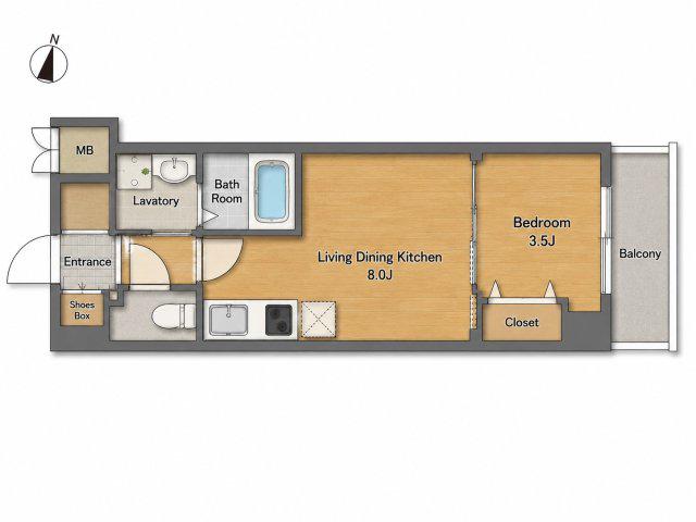 S-RESIDENCE広島駅DILETTO(1LDK/8階)の間取り写真