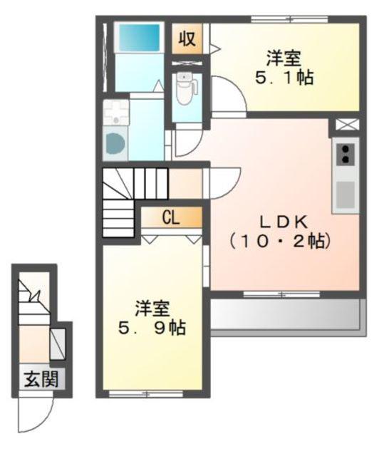 エバーラストエデン(2LDK/2階)の間取り写真