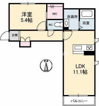 シャーメゾンAYA(1LDK/2階)の間取り写真