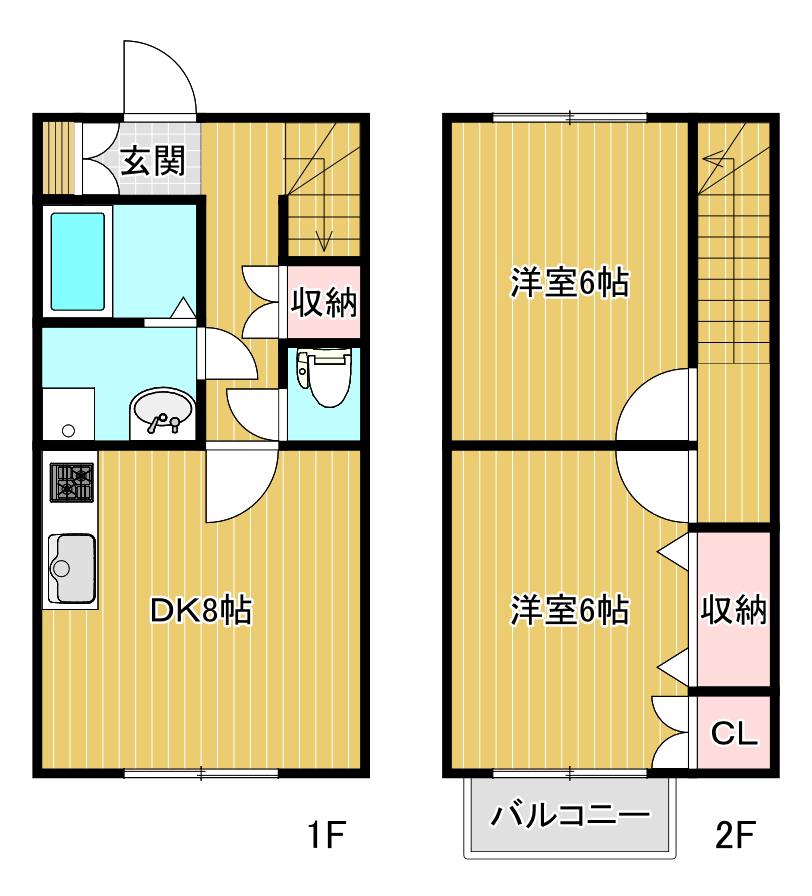 グレイン手島(2DK/1階)の間取り写真