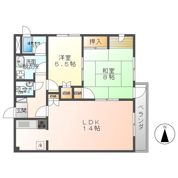 メナージュうえだ(2LDK/2階)の間取り写真