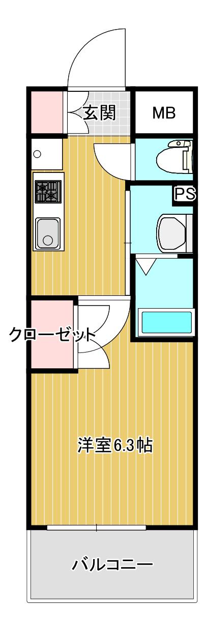 クレストコート靭公園(1K/10階)の間取り写真