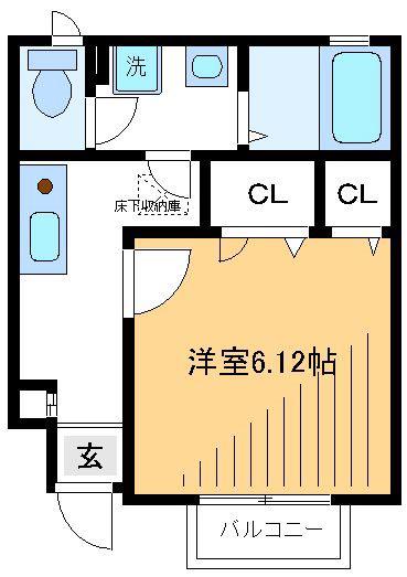 コスモス光が丘A棟(1K/1階)の間取り写真