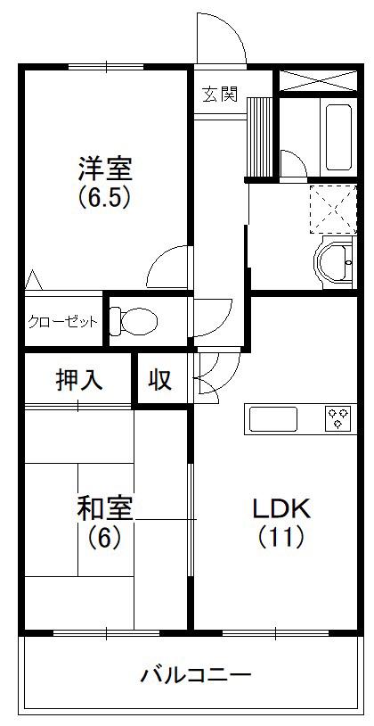 フェリス南平(2LDK/3階)の間取り写真