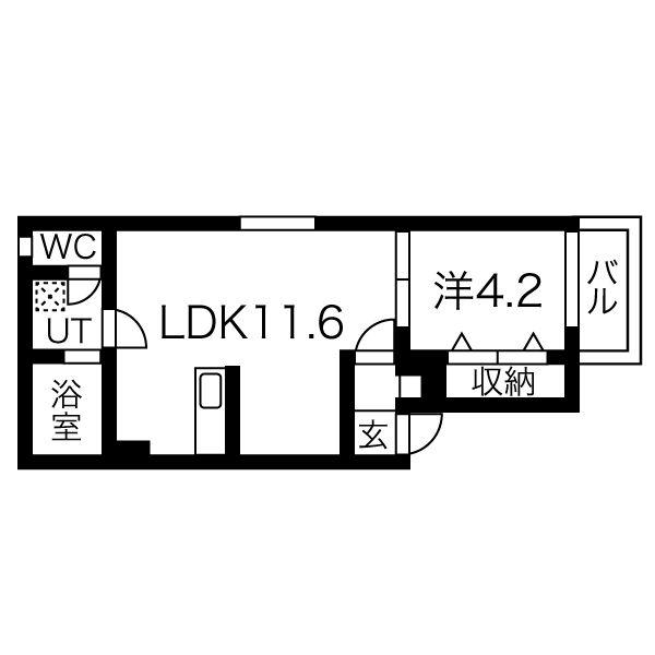 コートスタイル二日市II(1LDK/1階)の間取り写真