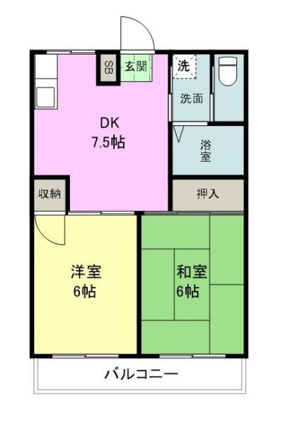 アメニティ領家(2DK/2階)の間取り写真