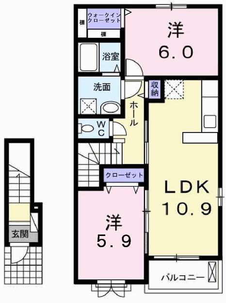 パニエ・ド・フルールIIIB(2LDK/2階)の間取り写真
