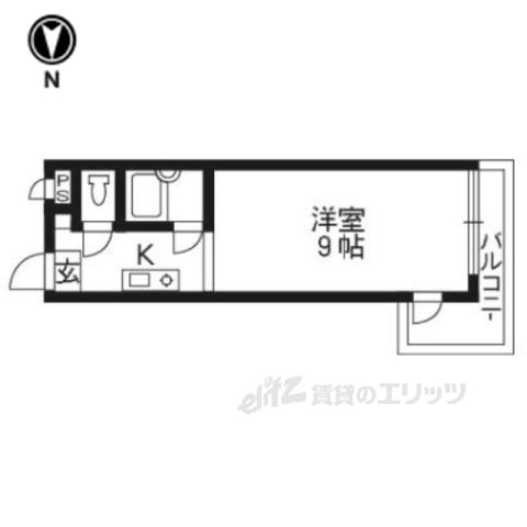 プルミエール勧修寺(1K/4階)の間取り写真