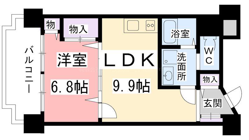 朝日プラザシティサザンパークJ棟(1LDK/9階)の間取り写真