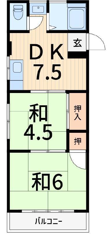 第二コーポ保木間(1K/3階)の間取り写真