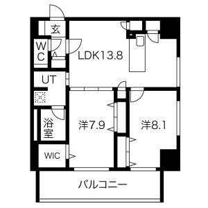 さくらHILLS NISHIKI PLATINUM RESIDENCE(2LDK/9階)の間取り写真