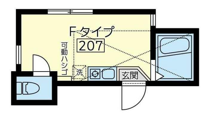 ユナイト中野島オステリアの杜(ワンルーム/2階)の間取り写真