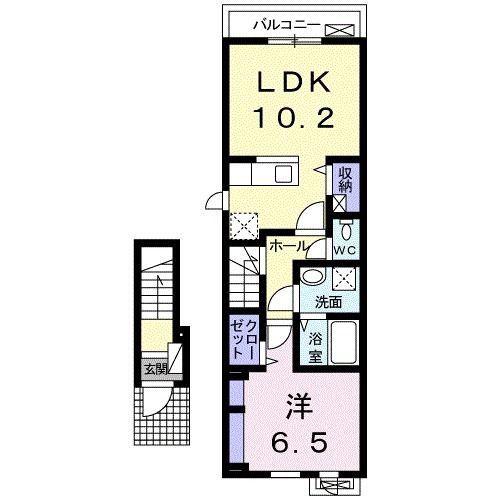 CASA DOMANI I(1LDK/2階)の間取り写真