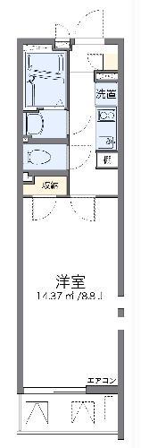 クレイノリバーパーク(1K/2階)の間取り写真