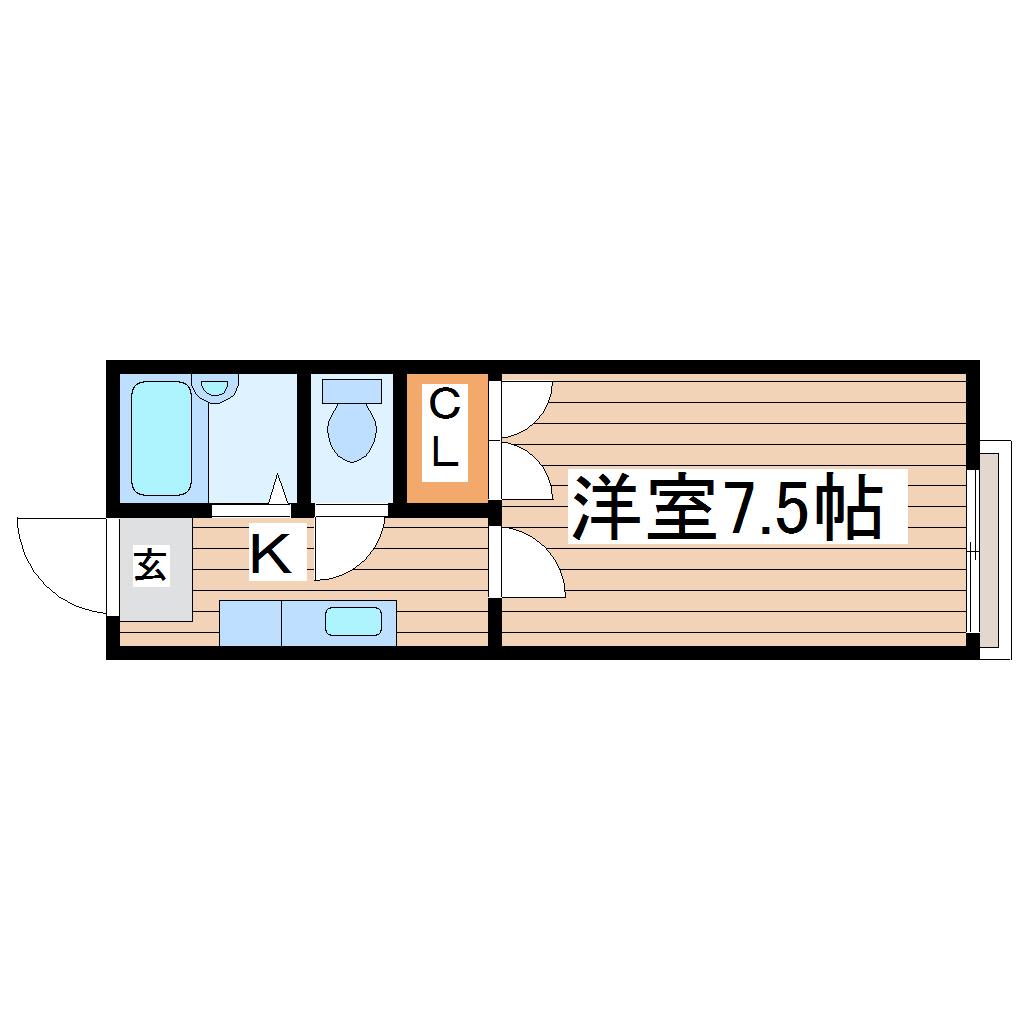 ローズガーデン泉崎(1K/1階)の間取り写真