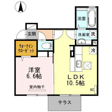 クレアシティ弐番館(1LDK/1階)の間取り写真