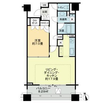 麻布市兵衛町ホームズ(1LDK/12階)の間取り写真