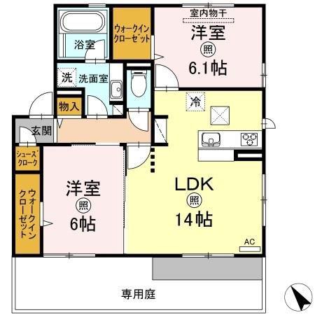 風雅 弐(2LDK/1階)の間取り写真