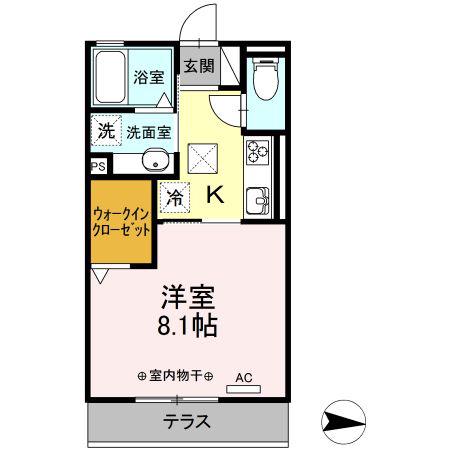 LUANA林町(1K/1階)の間取り写真