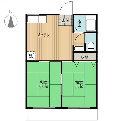 翠ハイツA棟(2DK/2階)の間取り写真