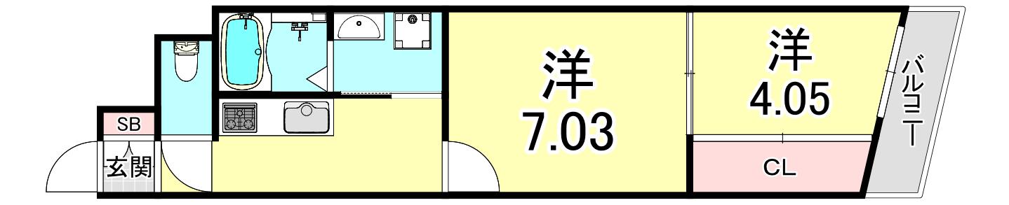 ブロンテ五色山(2K/1階)の間取り写真