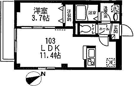 ドヌール長崎(1LDK/1階)の間取り写真