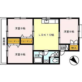 セジュール吉岡 C棟(2LDK/1階)の間取り写真