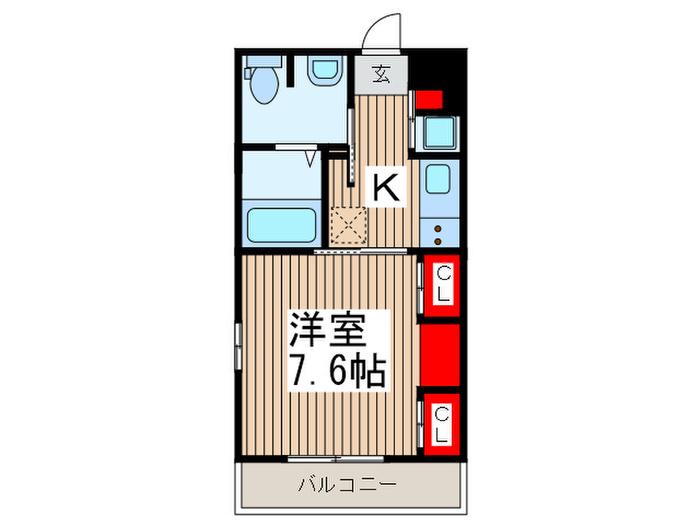 リブリ・MS FLAT(1K/1階)の間取り写真