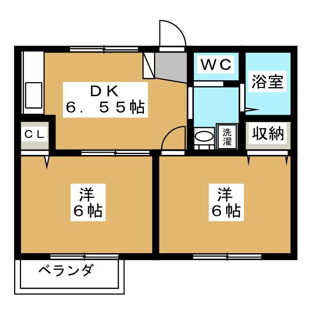 グリーンハイツ2(2DK/2階)の間取り写真