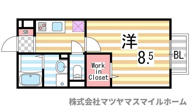 アヴァント(1K/2階)の間取り写真