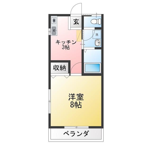 シェルハウスII(1K/2階)の間取り写真