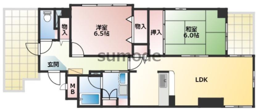ヴェルファーレ南茨木(2LDK/3階)の間取り写真