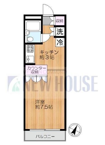 ジュネスコリーヌ(ワンルーム/3階)の間取り写真