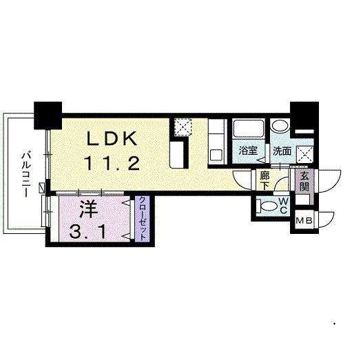 ルピナス天神(1LDK/2階)の間取り写真